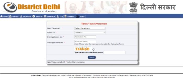 track application at edistrict delhi portal