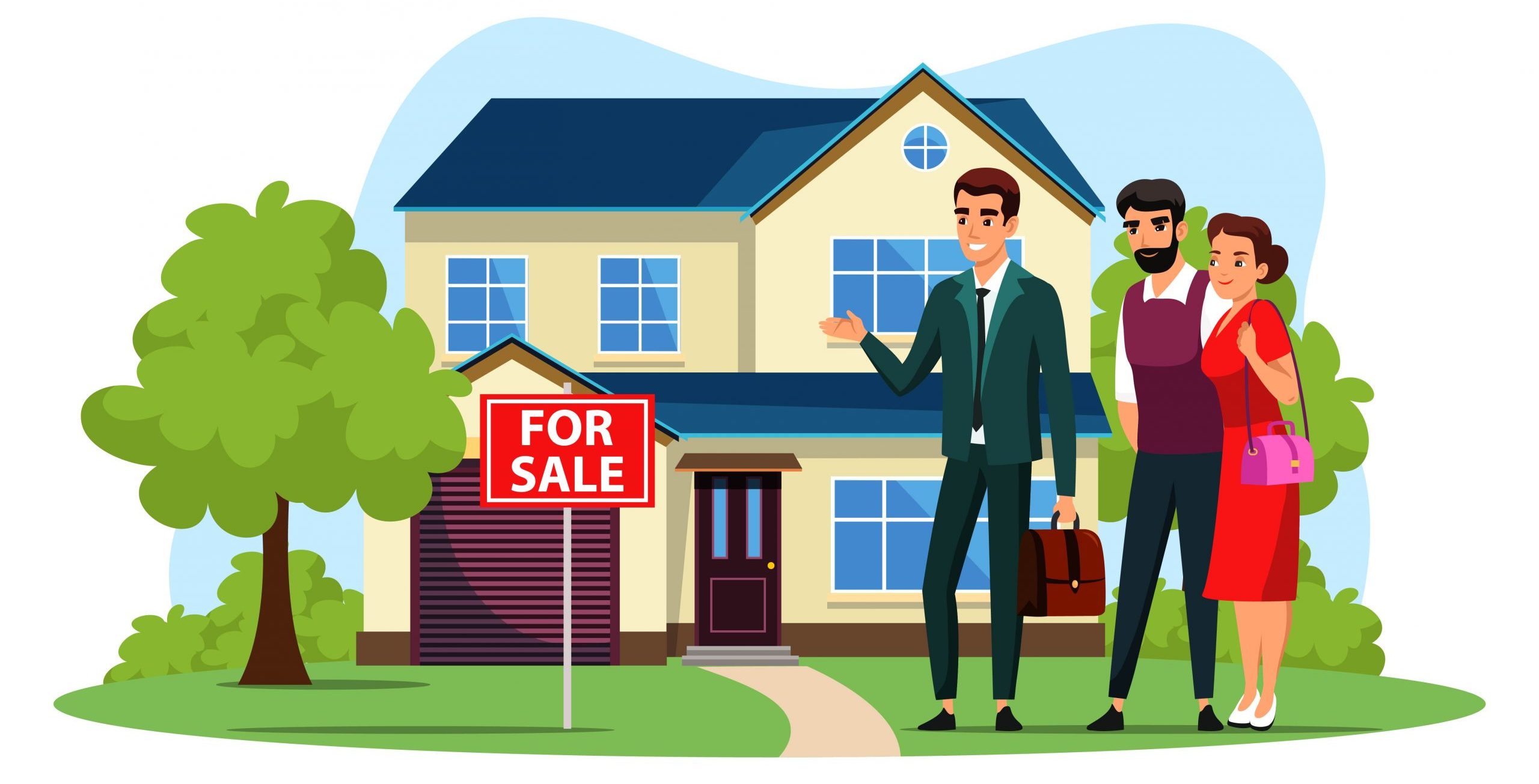 Offer house. Фэмили агент. Family agent. Estate illustration. Estate illustration Green.